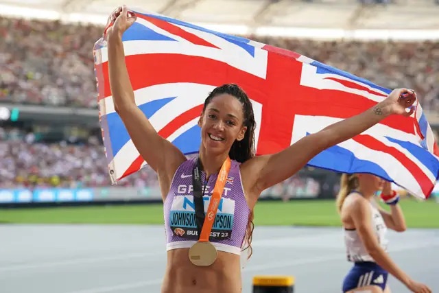 Katarina Johnson-Thompson poses with her gold medal (Martin Rickett/PA)