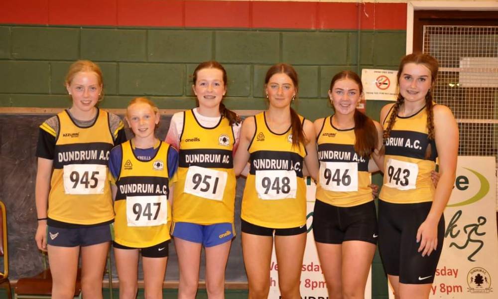Dundrum AC's junior girls who ran in the Junior 5k race that was incorporated into the Coillte 10k