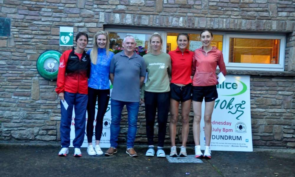 First 5 Women Coillte 10K Road Race Dundrum Left to Right: 5th Breda Gaffney (Mallow), 3rd Sharon Rynne (Kilmurray Ibrickane/North Clare), Pj Trait Coillte, 1ST Mary Mulhare (Portlaoise), 2nd Laura Mooney (Tullamore Harriers), 4th Dee Grady Ennis (Track).